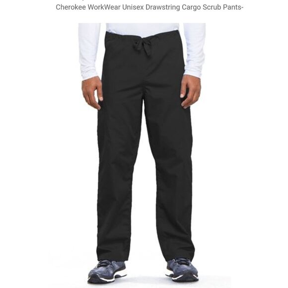 Cherokee Work Wear Unisex Drawstring Cargo Scrub Pants / 40" Waist / 30" Inseam - Picture 1 of 3